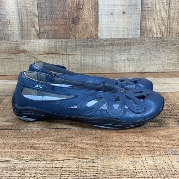 Jambu JBU Blue Leather Juniper Ballet Flats - Picture 1 of 10